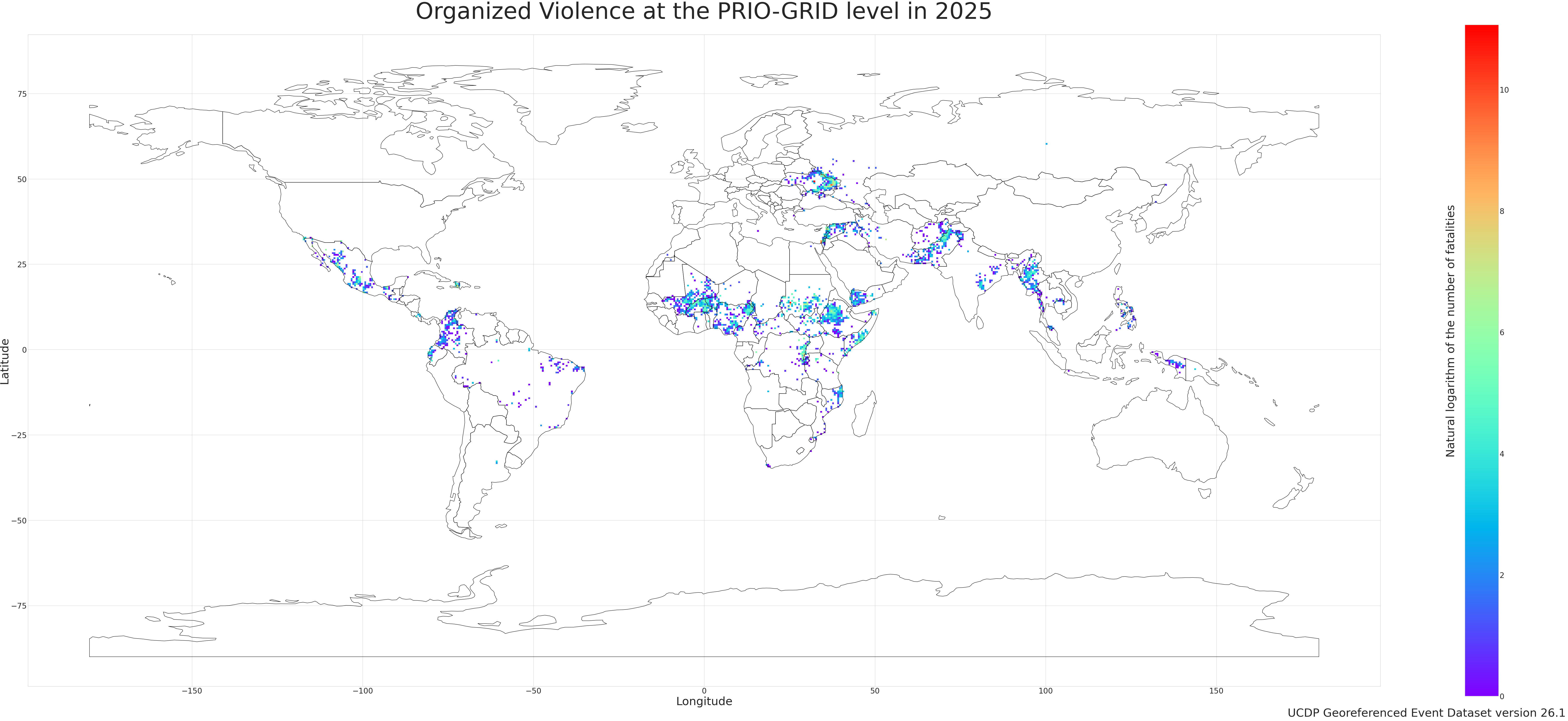 UCDP GED map: Organized Violence in 2025